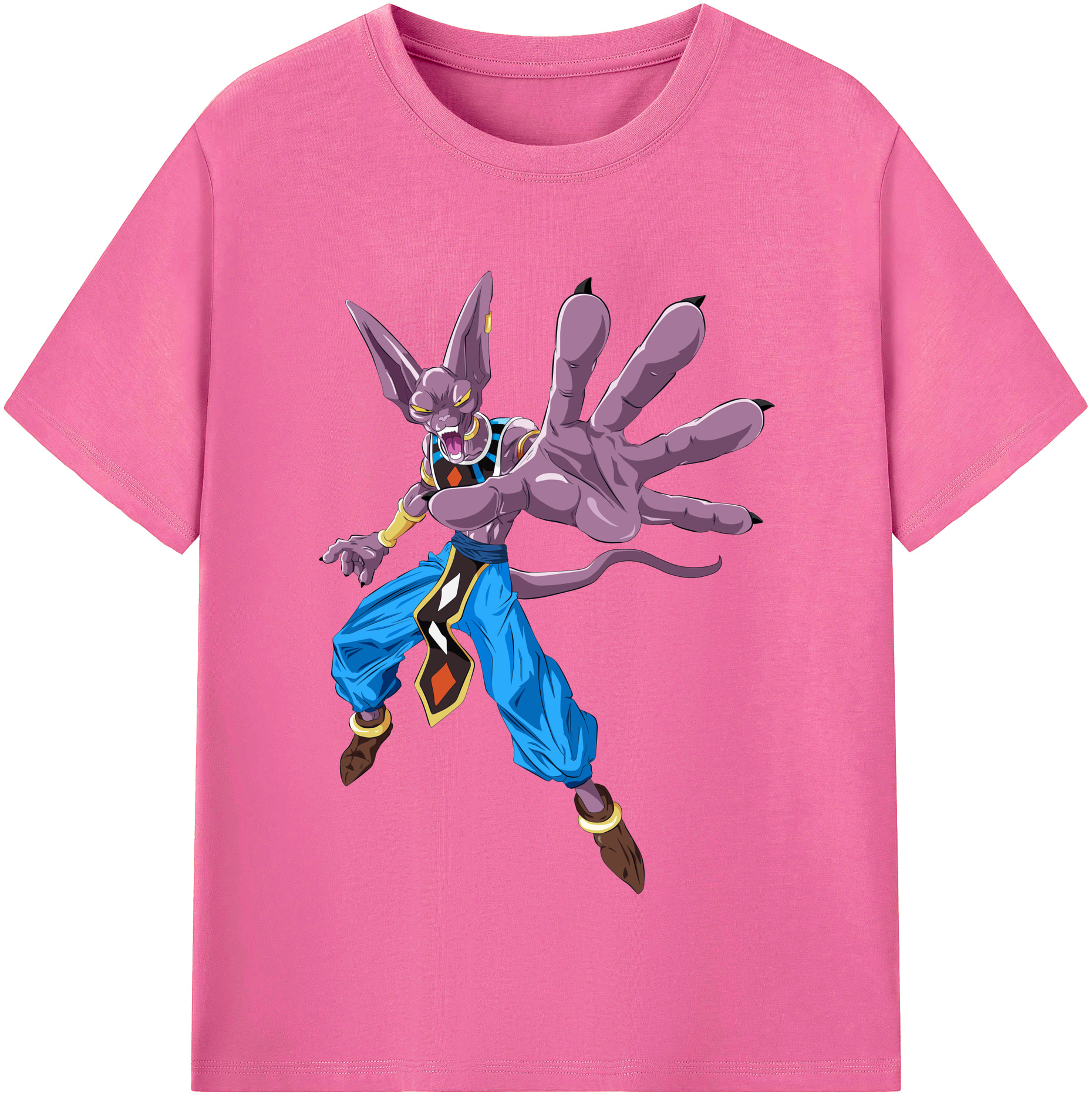 （画像用） ドラゴンボール ビルス 破壊神ビルス DRAGON BALL Beerus Birusu レディースカジュアルプリントTシャツ（綿100％）